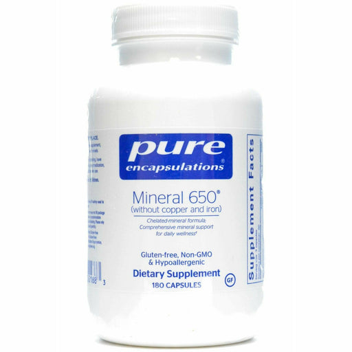 Pure Encapsulations Mineral 650 (w/out CU & FE), 180 capsules, front of bottle
