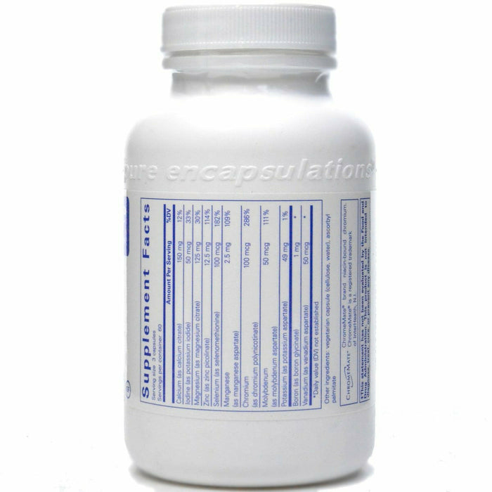 Pure Encapsulations Mineral 650 (w/out CU & FE) 180 capsules supplement facts label