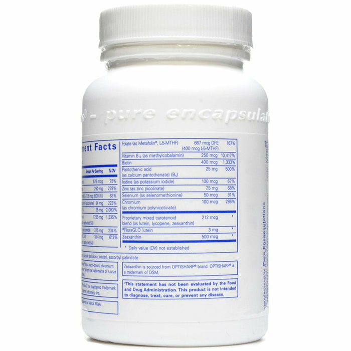 Pure Encapsulations Multi T/D 120 capsules supplement facts label 2