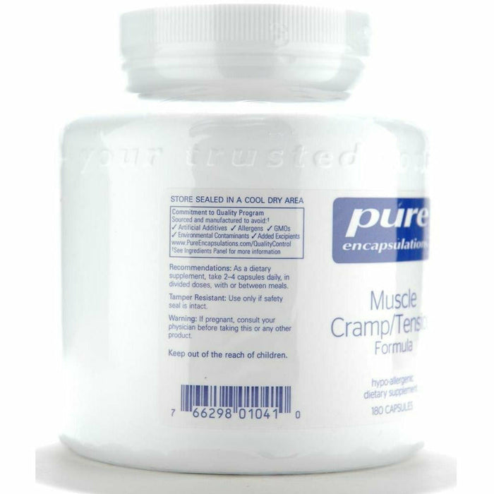 Pure Encapsulations Muscle Cramp/Tension Formula 180 capsules suggested use label