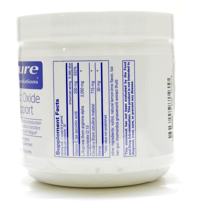 Pure Encapsulations Nitric Oxide Support 162 g supplement facts label