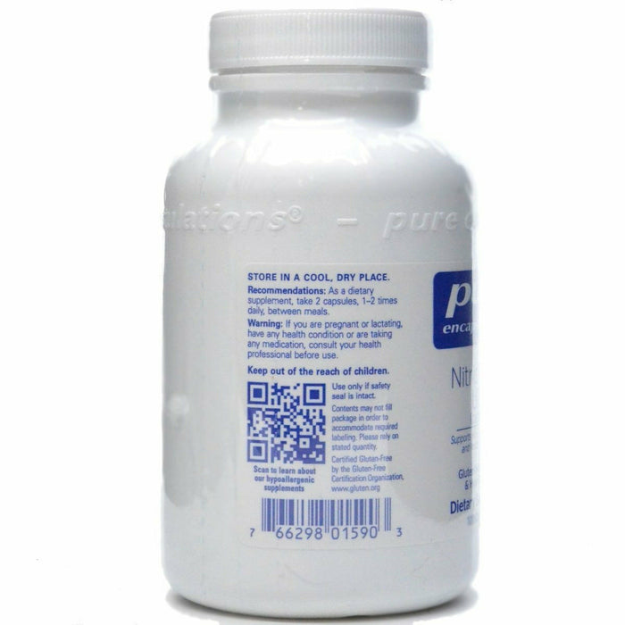 Pure Encapsulations Nitric Oxide Ultra 120 capsules label information panel