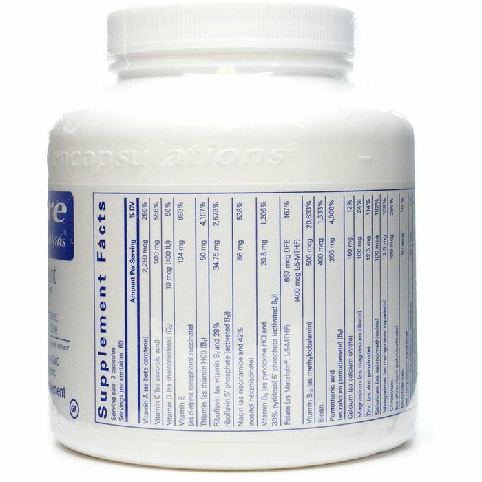Pure Encapsulations Nutrient 950 w/out Copper, Iron & Iodine 180 capsules supplement facts label