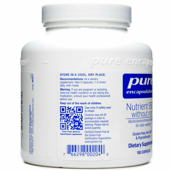 Pure Encapsulations Nutrient 950 without Iron 180 capsules label information panel