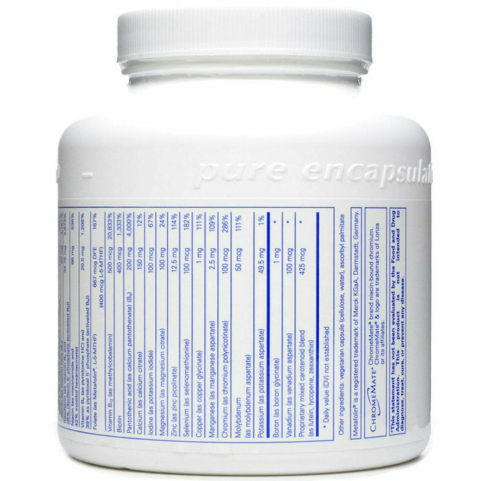 Pure Encapsulations Nutrient 950 without Iron 180 capsules supplement facts label 2