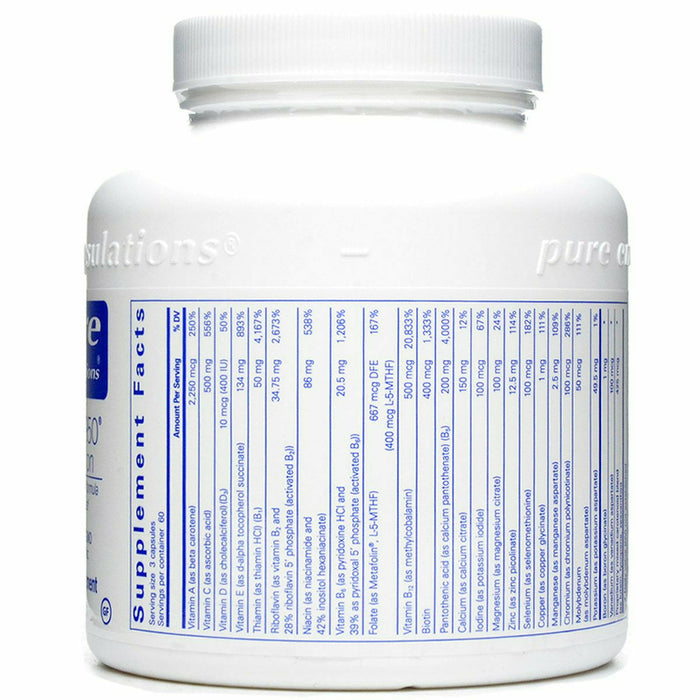 Pure Encapsulations Nutrient 950 without Iron 180 capsules supplement facts label