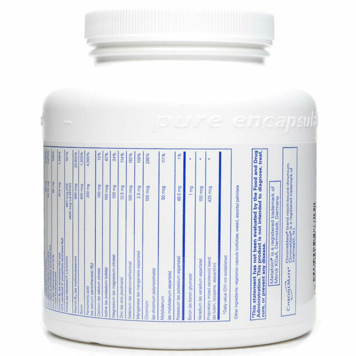 Pure Encapsulations Nutrient 950A without Copper & Iron 180 capsules supplement facts label 2