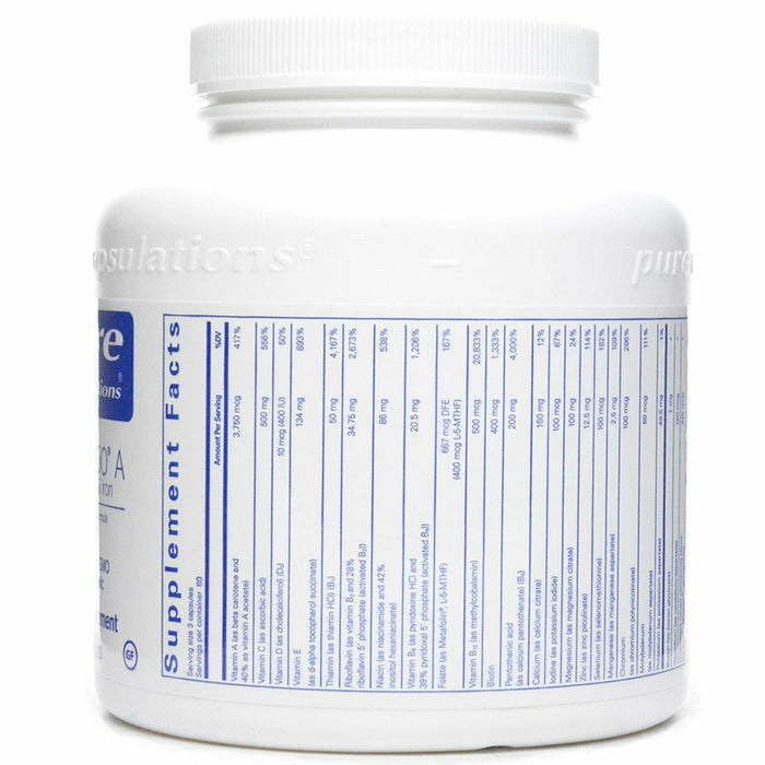 Pure Encapsulations Nutrient 950A without Copper & Iron 180 capsules supplement facts label