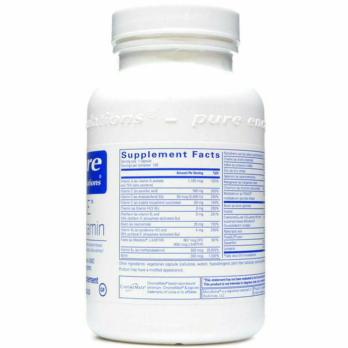 Pure Encapsulations O.N.E. Multivitamin 120 capsules supplement facts label