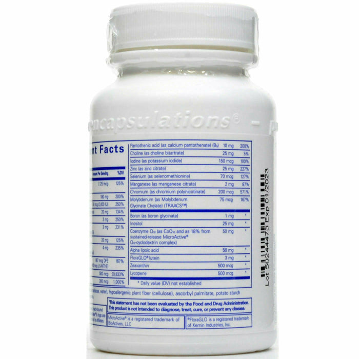 Pure Encapsulations O.N.E. Multivitamin 30 capsules supplement facts label 2