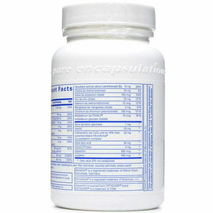 Pure Encapsulations O.N.E. Multivitamin 60 capsules supplement facts label 2