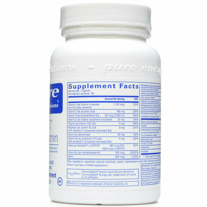 Pure Encapsulations O.N.E. Multivitamin 60 capsules supplement facts label