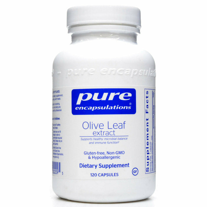 Pure Encapsulations Olive Leaf Extract 500 mg, 120 capsules, front of bottle