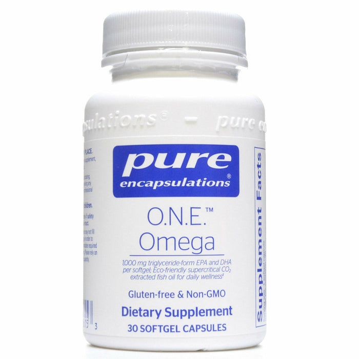 Pure Encapsulations ONE Omega, 30 softgels, front of bottle