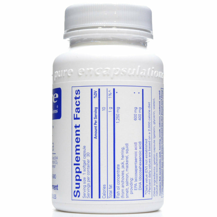 Pure Encapsulations ONE Omega 30 softgels supplement facts label