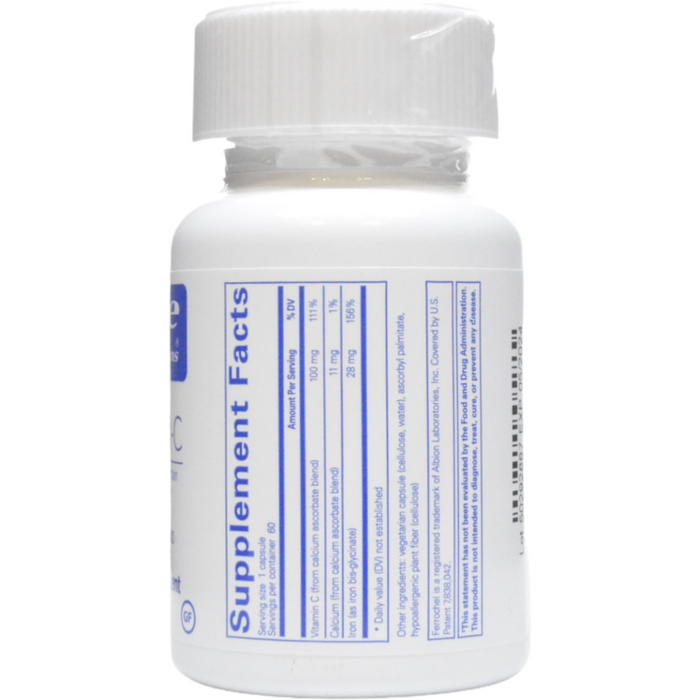 Pure Encapsulations OptiFerin-C 60 capsules supplement facts label
