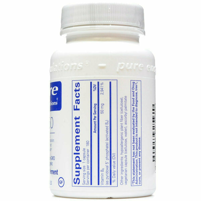 Pure Encapsulations P5P 50 (activated B-6) 50 mg 180 capsules supplement facts label