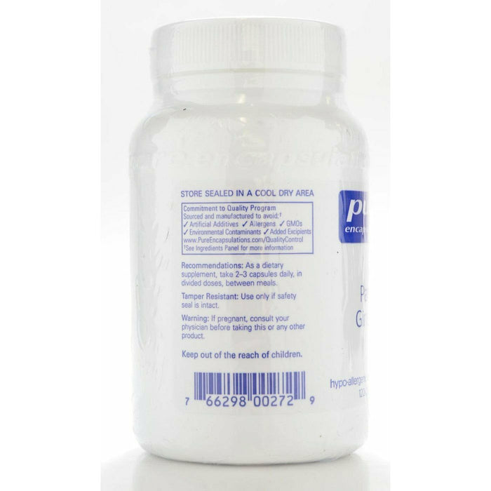 Pure Encapsulations Panax Ginseng 250 mg 120 capsules label information panel