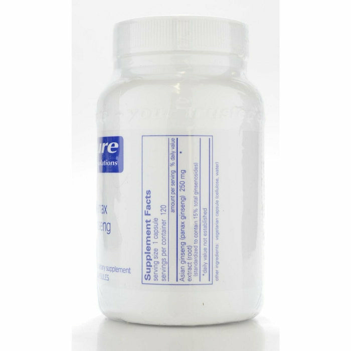 Pure Encapsulations Panax Ginseng 250 mg 120 capsules supplement facts label