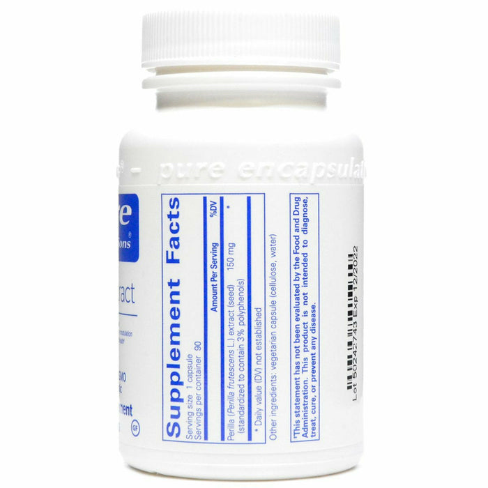 Pure Encapsulations Perilla extract 150 mg 90 capsules supplement facts label