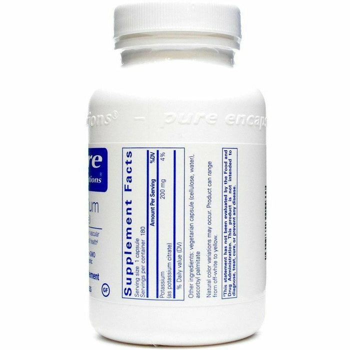 Pure Encapsulations, Potassium (citrate) 180 capsules supplement facts