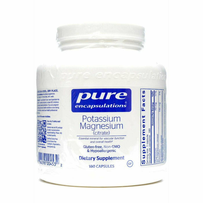 Pure Encapsulations Potassium Magnesium Citrate, 180 capsules, front of bottle