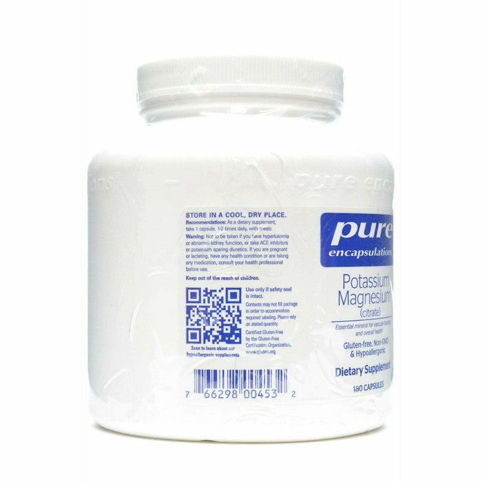 Pure Encapsulations Potassium Magnesium Citrate 180 capsules label information panel