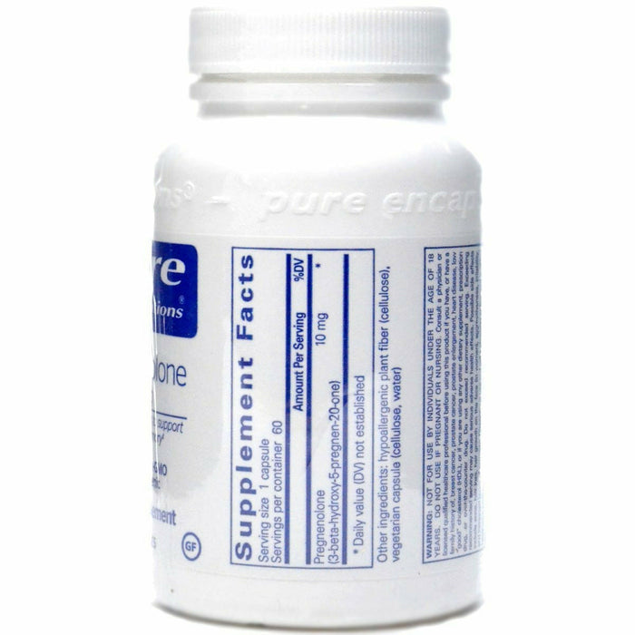 Pure Encapsulations Pregnenolone 10 mg 60 capsules supplement facts label