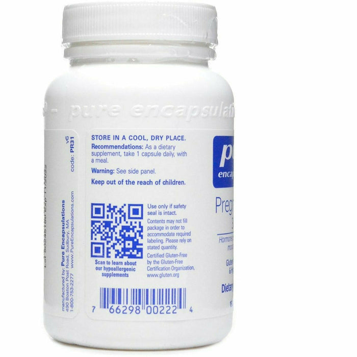 Pure Encapsulations Pregnenolone 30 mg label information panel