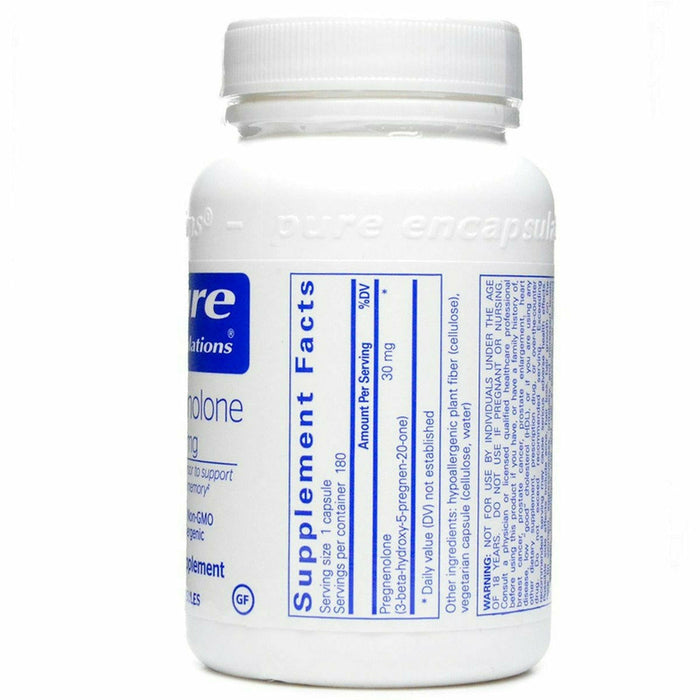 Pure Encapsulations Pregnenolone 30 mg supplement facts label