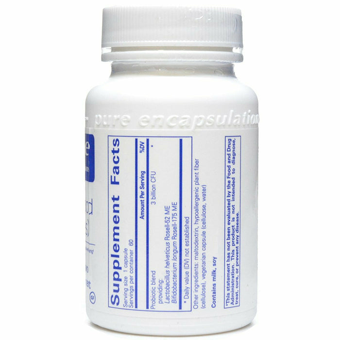 Pure Encapsulations ProbioMood 3 Billion 60 capsules supplement facts label