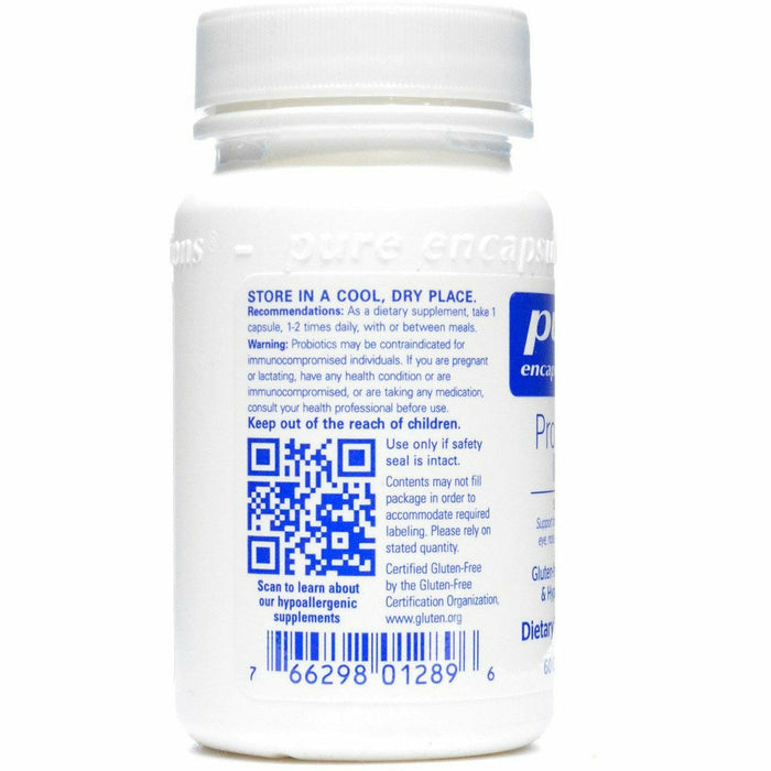 Pure Encapsulations Probiotic IMM 60 capsules label information panel