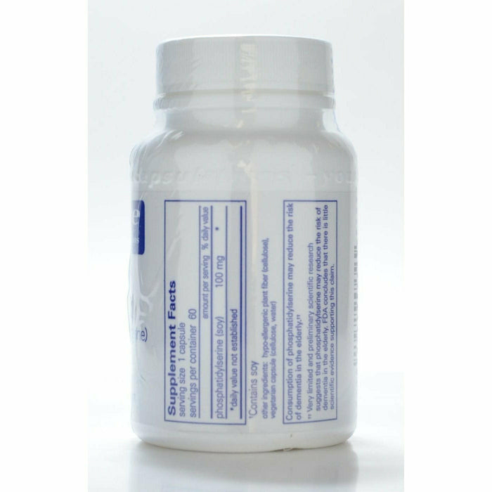 Pure Encapsulations PS 100 (phosphatidylserine) 100 mg 60 capsules supplement facts label