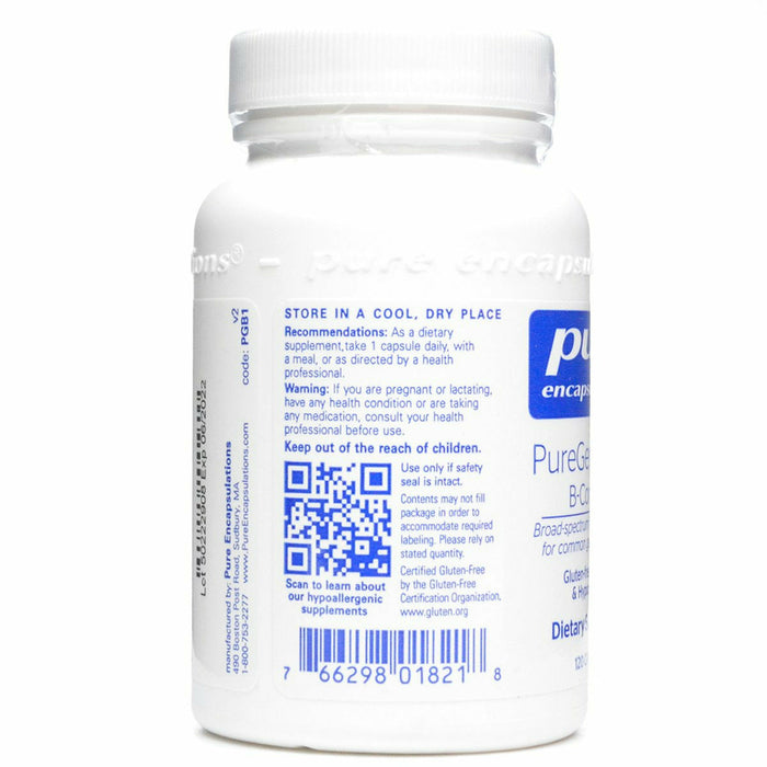 Pure Encapsulations PureGenomics B-Complex 120 capsules label information panel