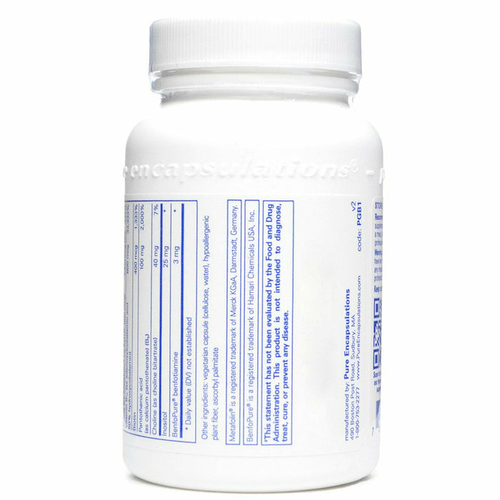 Pure Encapsulations PureGenomics B-Complex 120 capsules supplement facts label 2
