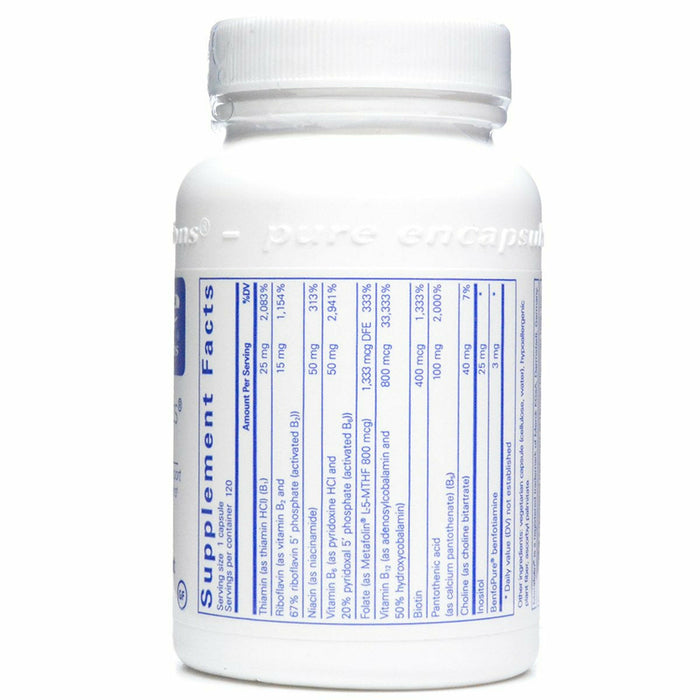 Pure Encapsulations PureGenomics B-Complex 120 capsules supplement facts label