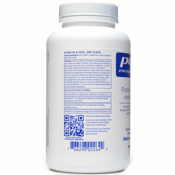 PureGenomics UltraMultivitamin 90 caps by Pure Encapsulations Information Label