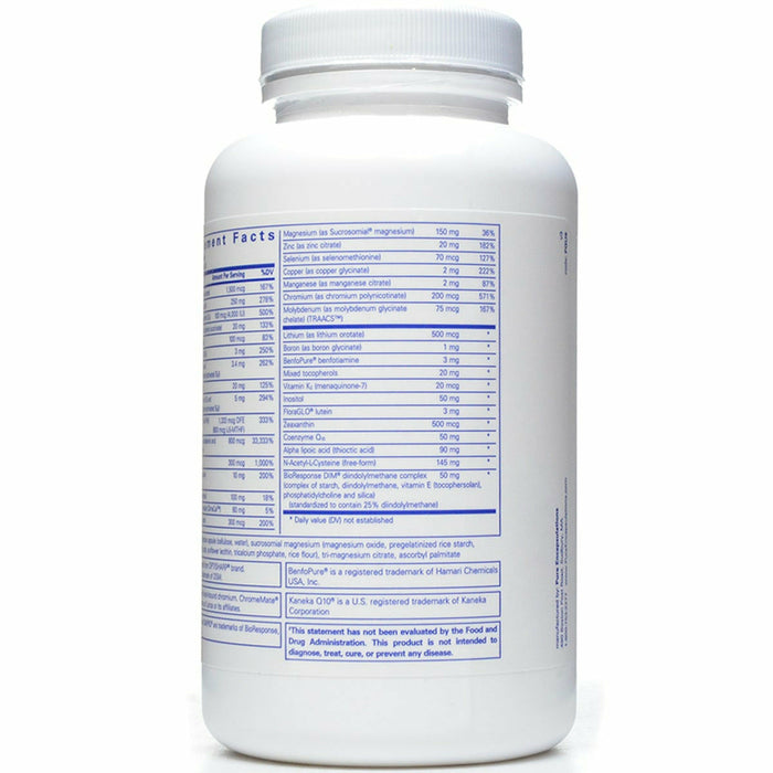 PureGenomics UltraMultivitamin 90 caps by Pure Encapsulations Supplement Facts Label 2