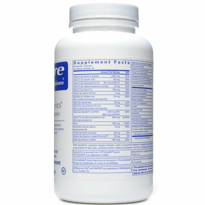 PureGenomics UltraMultivitamin 90 caps by Pure Encapsulations Supplement Facts Label 1