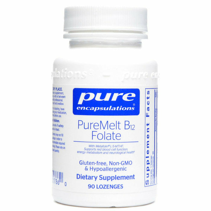 Pure Encapsulations PureMelt B12 Folate, 90 lozenges, front of bottle