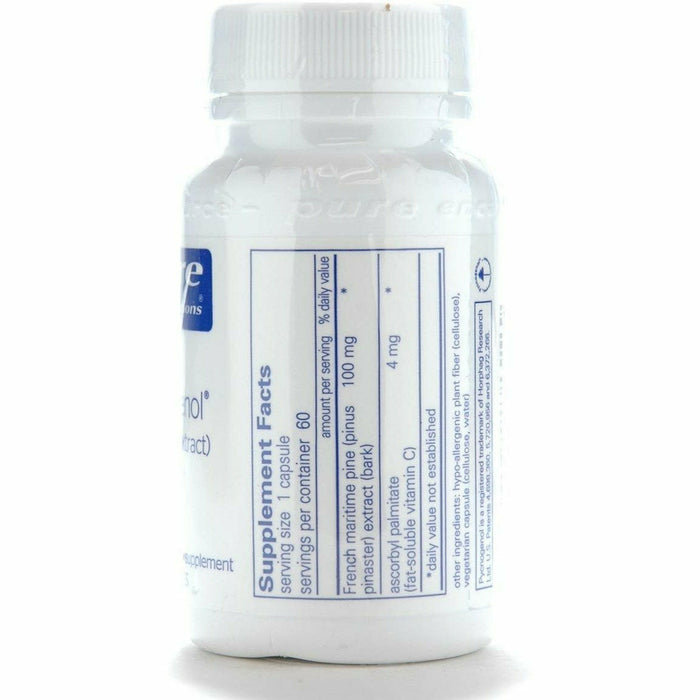 Pure Encapsulations Pycnogenol 100 mg 60 capsules supplement facts label