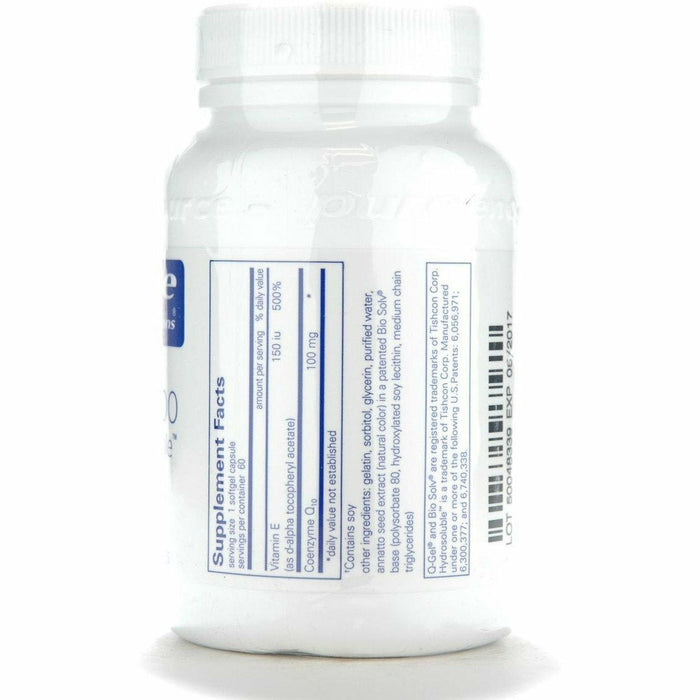 Pure Encapsulations Q-Gel 100 mg 60 capsules supplement facts label