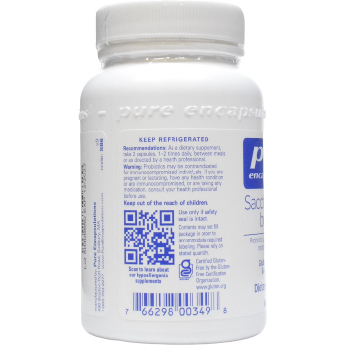 Pure Encapsulations Saccharomyces boulardii 60 capsules suggested use label