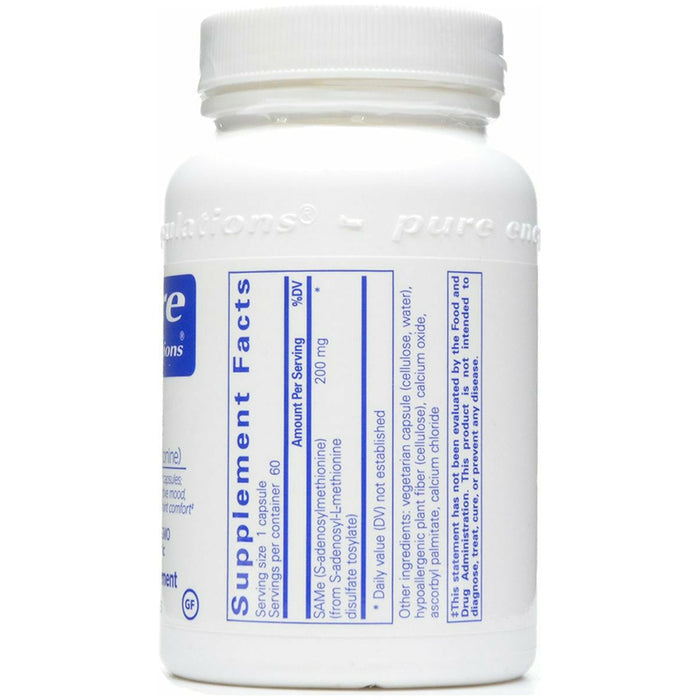 Pure Encapsulations SAMe (S-Adenosylmethionine) 200 mg 60 capsules supplement facts label