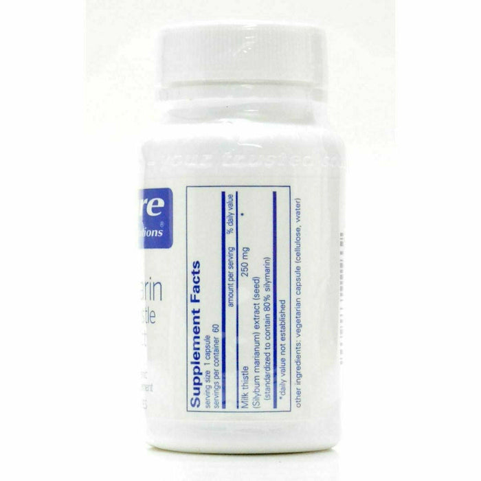 Pure Encapsulations Silymarin 250 mg 60 capsules supplement facts label