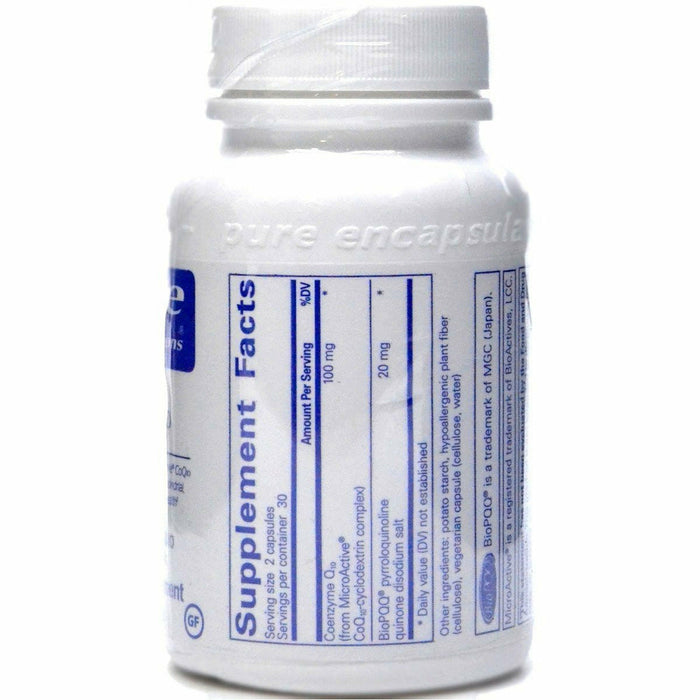 Pure Encapsulations SR-CoQ10 with PQQ 60 capsules supplement facts label