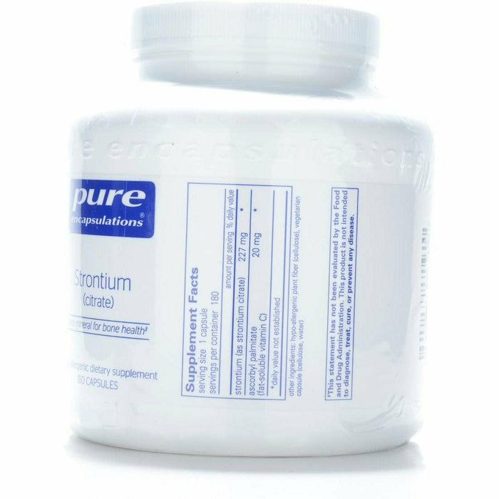 Pure Encapsulations Strontium 227 mg 180 capsules supplement facts label