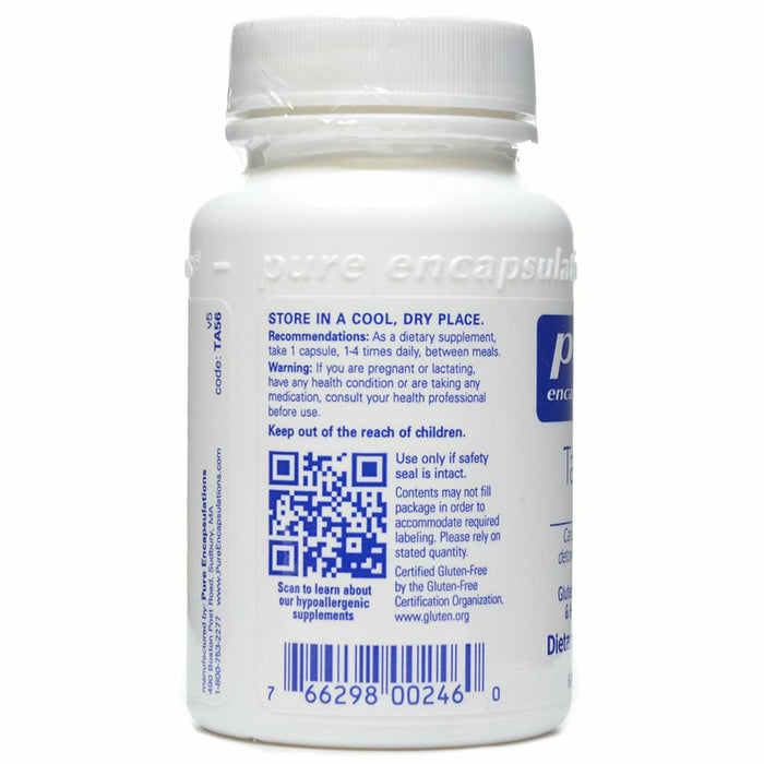 Pure Encapsulations Taurine 500 mg 60 capsules label information panel