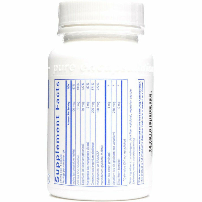Pure Encapsulations Trace minerals 60 capsules supplement facts label