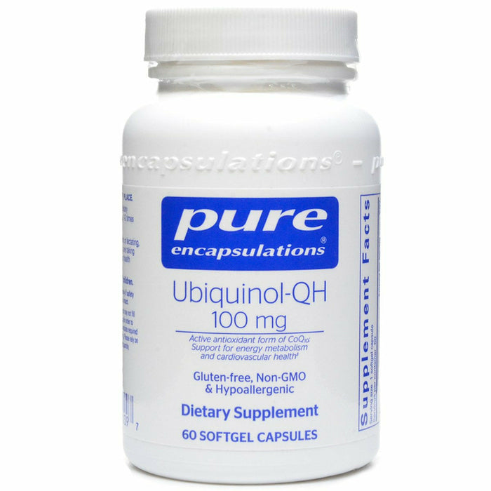 Pure Encapsulations Ubiquinol-QH 100 mg, 60 softgels, front of bottle